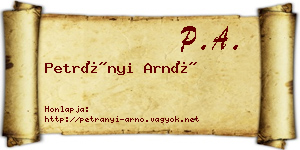 Petrányi Arnó névjegykártya